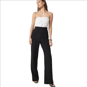 White House Black Market Strapless Draped Twist Top Wide Leg Jumpsuit